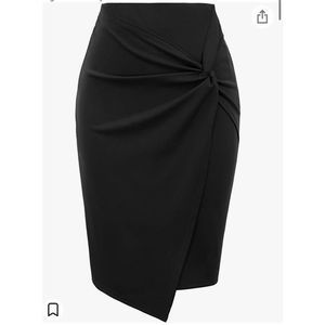 Asymmetrical Twist front stretchy pencil skirt size small. One orange only left